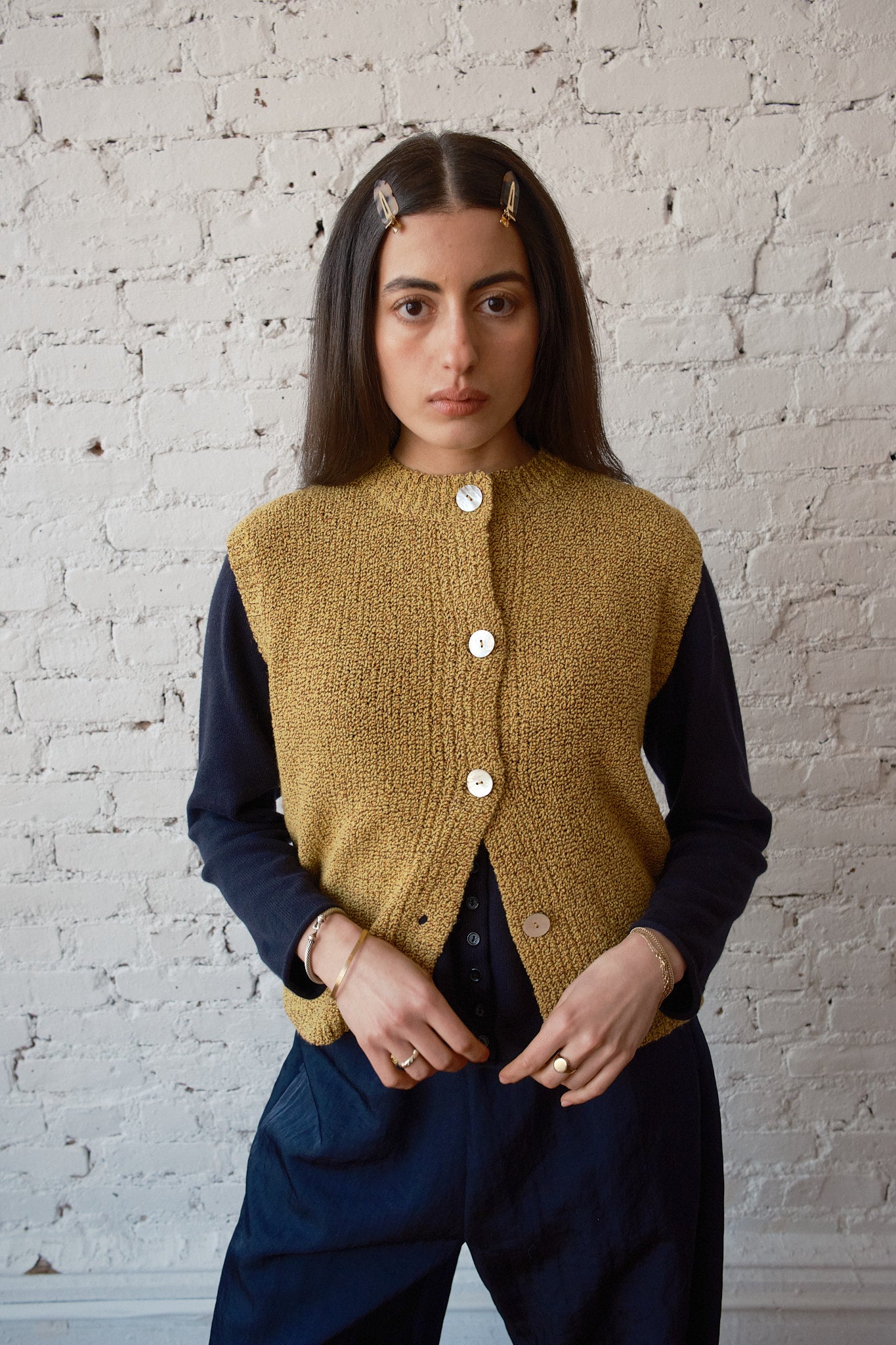 Solo Vest Textured Merino - Mustard Speckle