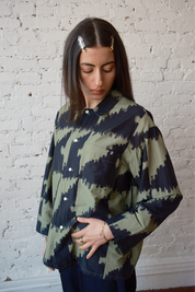 Homer Buttondown Cotton/Silk - Houndstooth Green