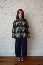 Homer Buttondown Cotton/Silk - Houndstooth Green