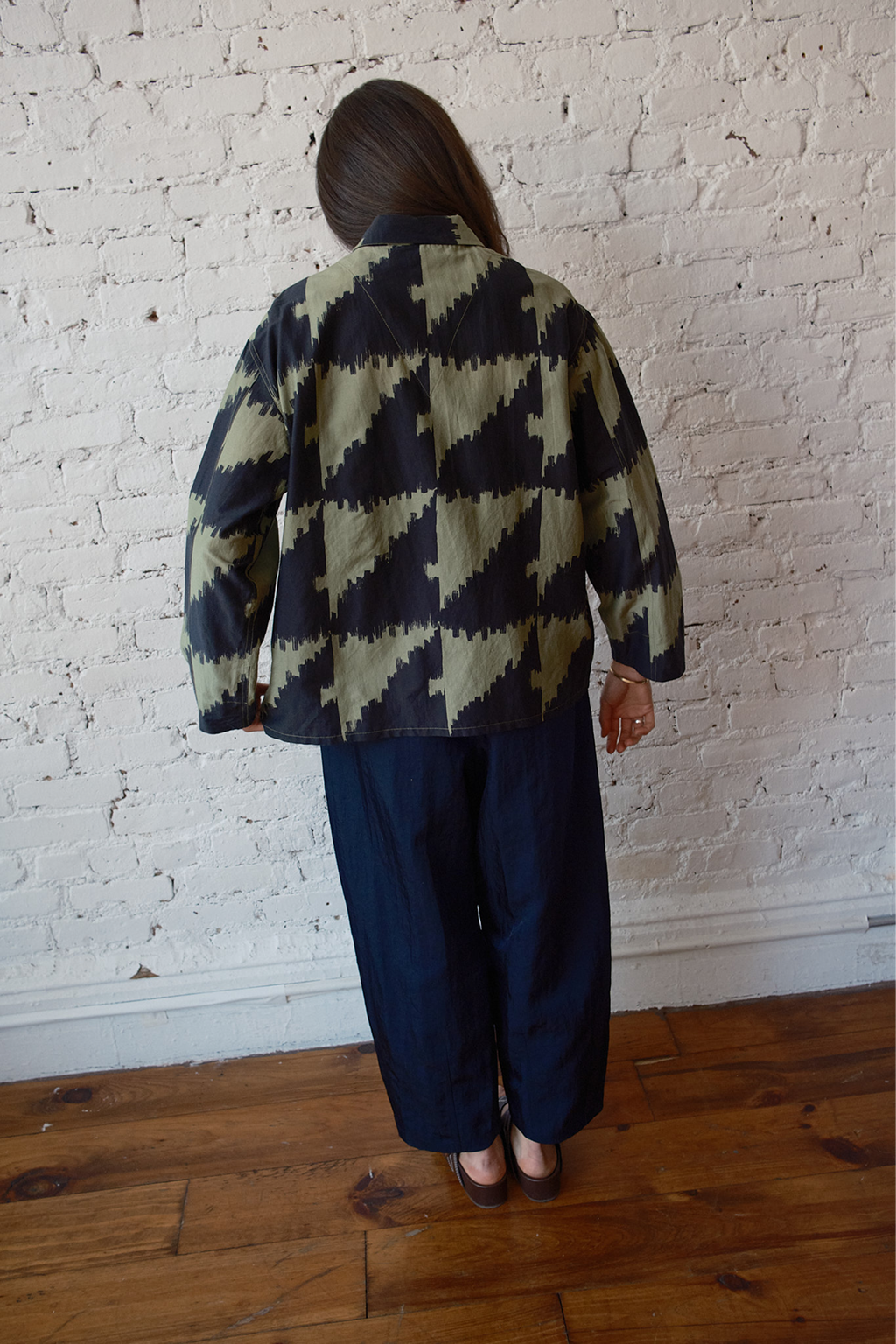 Homer Buttondown Cotton/Silk - Houndstooth Green