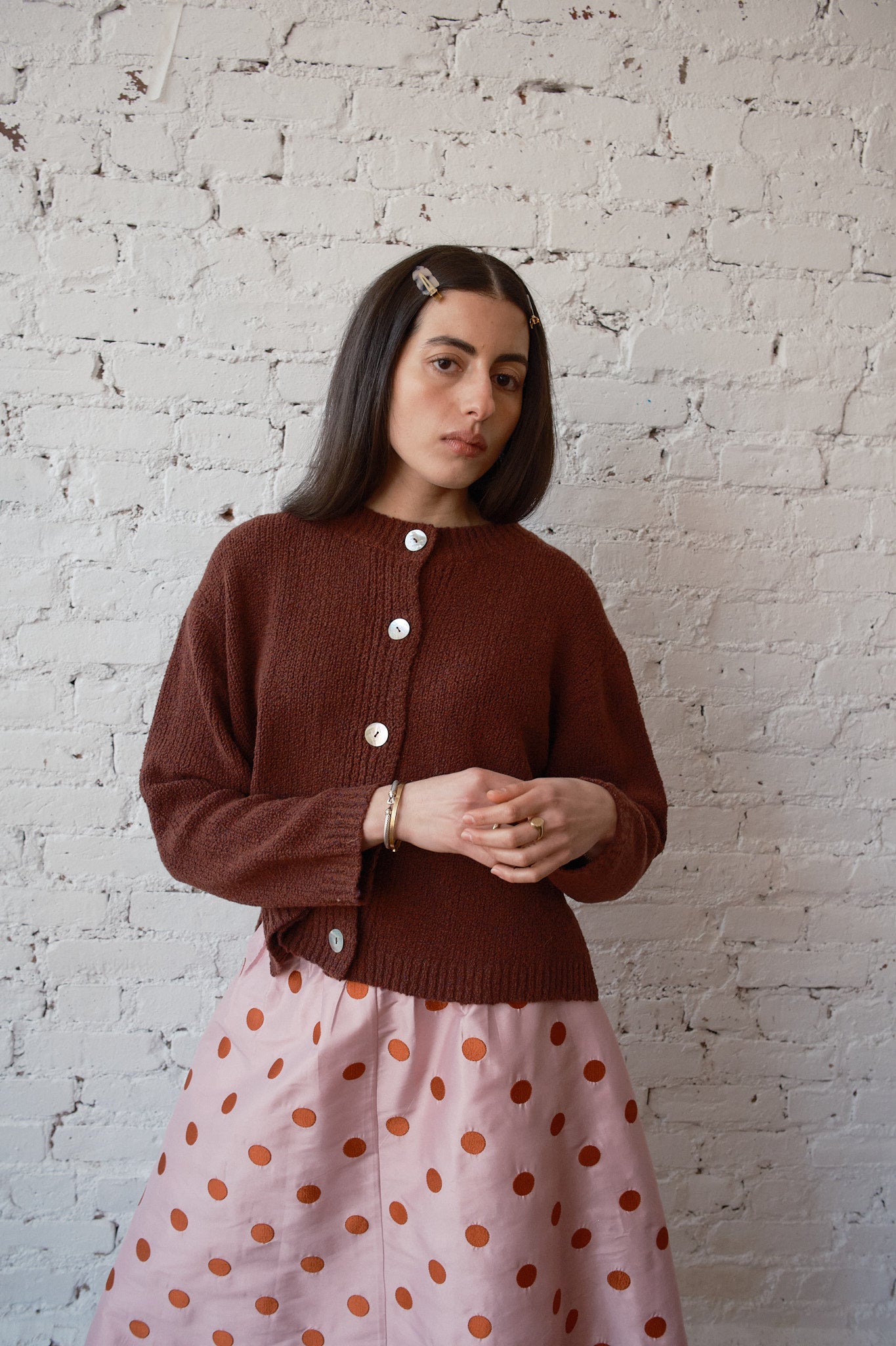 Sheba Cardigan Textured Merino - Rust Speckle