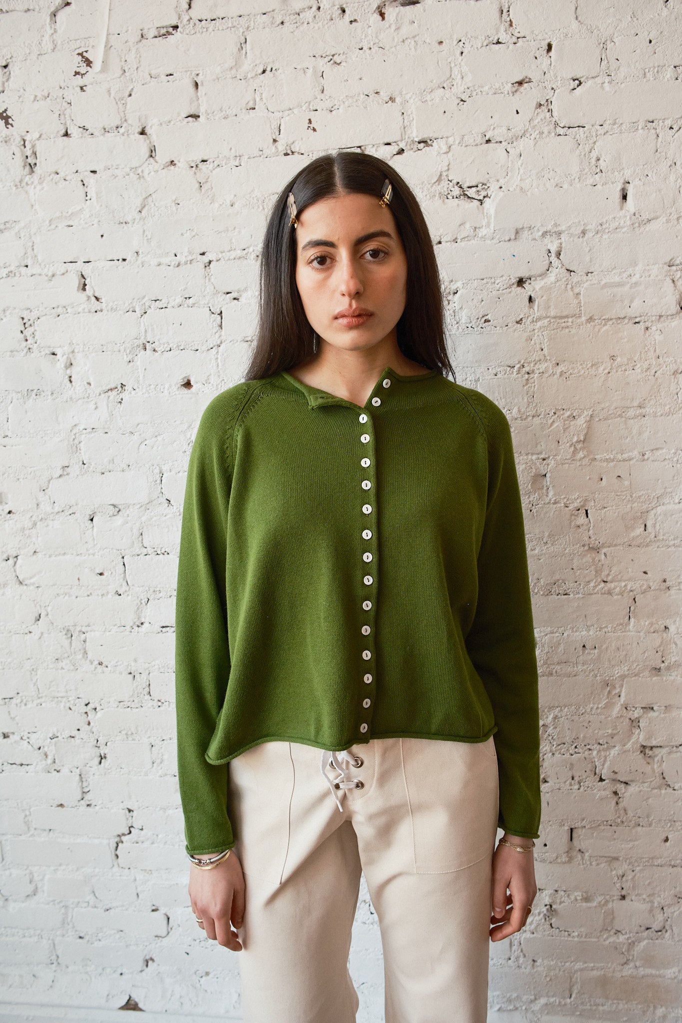 Ida Rollneck Cardigan - Moss