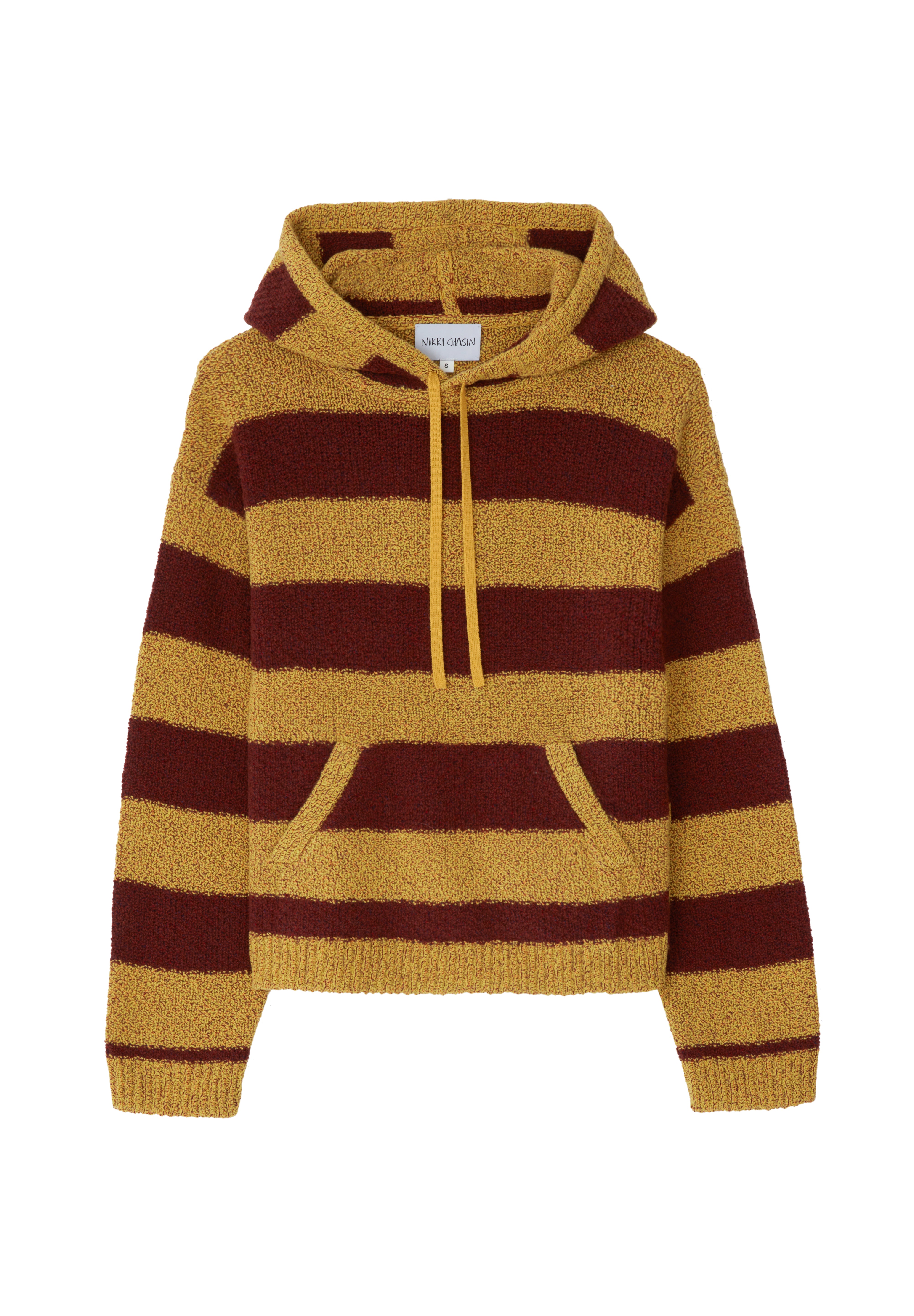 Sal Striped Hoodie Textured Merino - Mustard/Rust