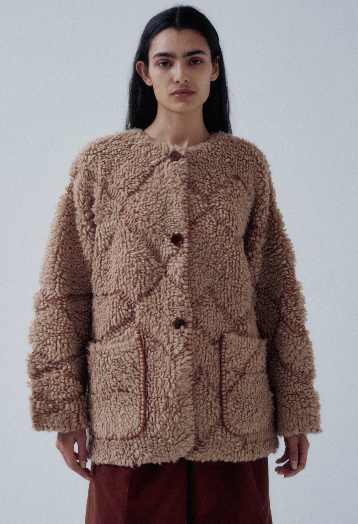 Pile Jacquard Coat - Ginger, view 2