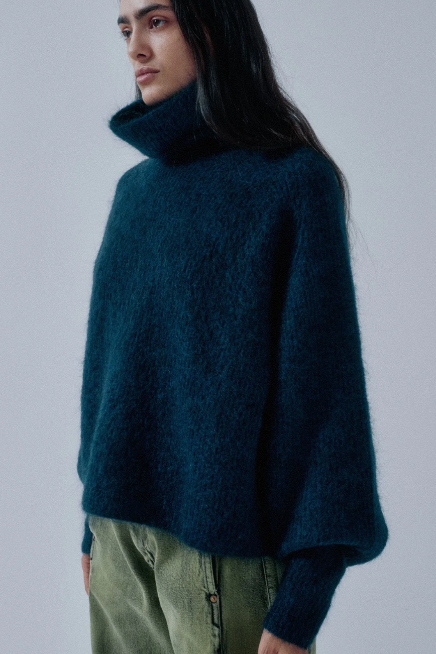 Mohair Highneck - Midnight Blue, view 2