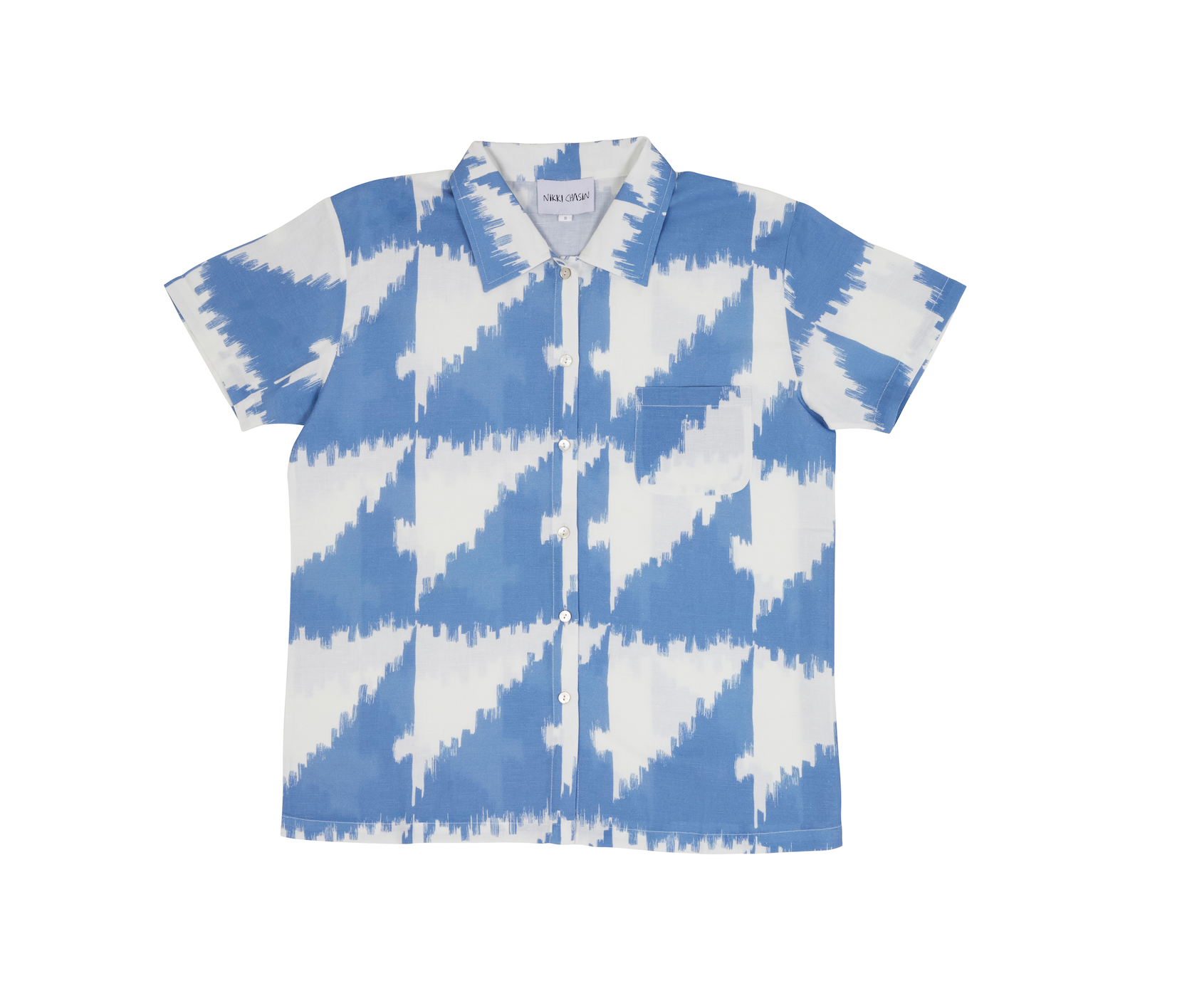 Dylan Shirt Cotton/Linen - Houndstooth Marine