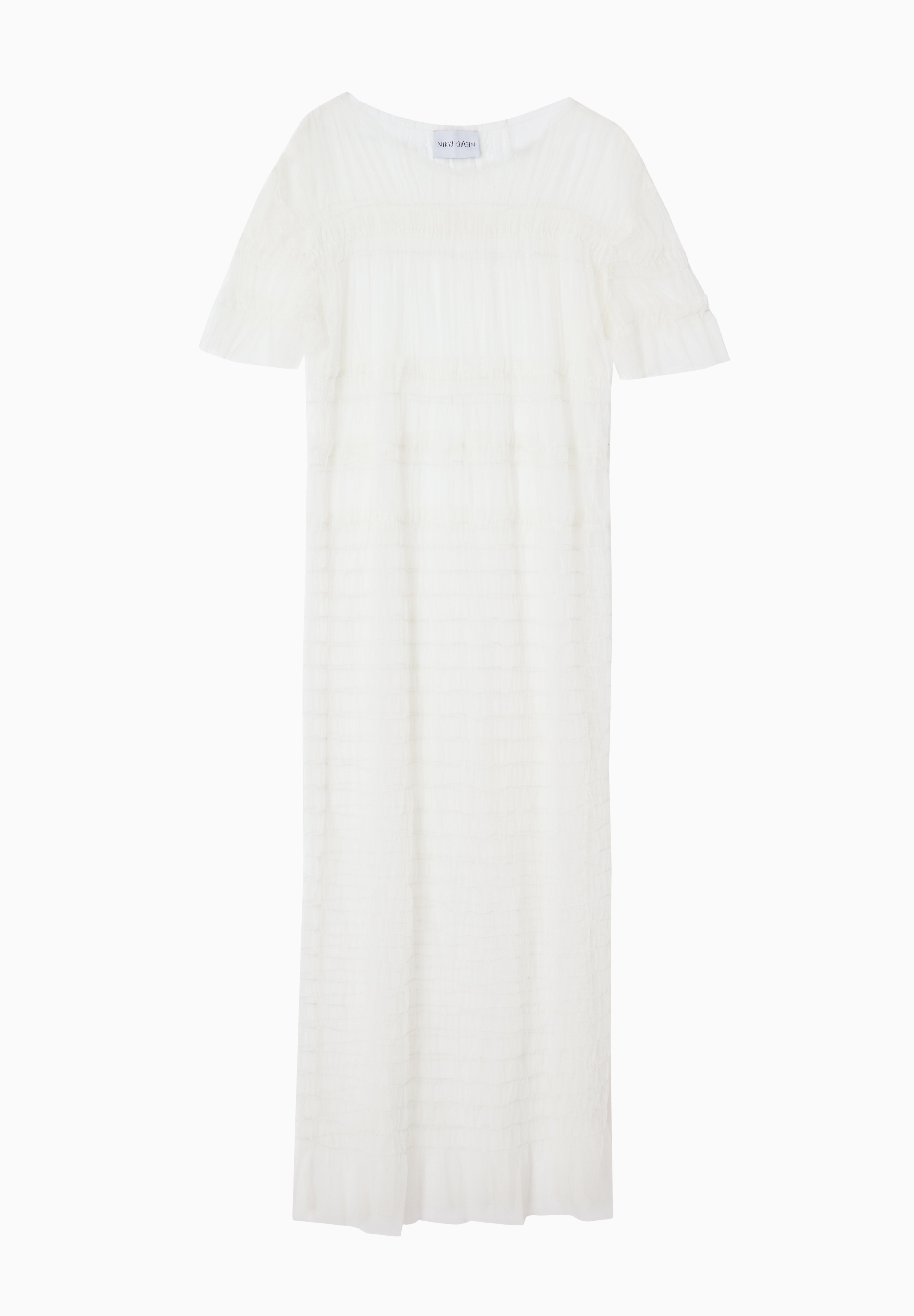 Selka Mesh Gather Dress - Ivory