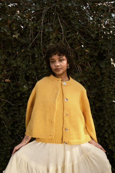 Handmade chunky knit cardigan | Sheba Cardigan Sweater- Habanero
