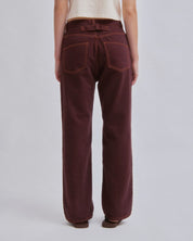 Straight Leg Denim Pants - Sangria