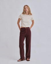 Straight Leg Denim Pants - Sangria
