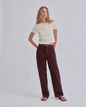 Straight Leg Denim Pants - Sangria