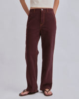 Straight Leg Denim Pants - Sangria