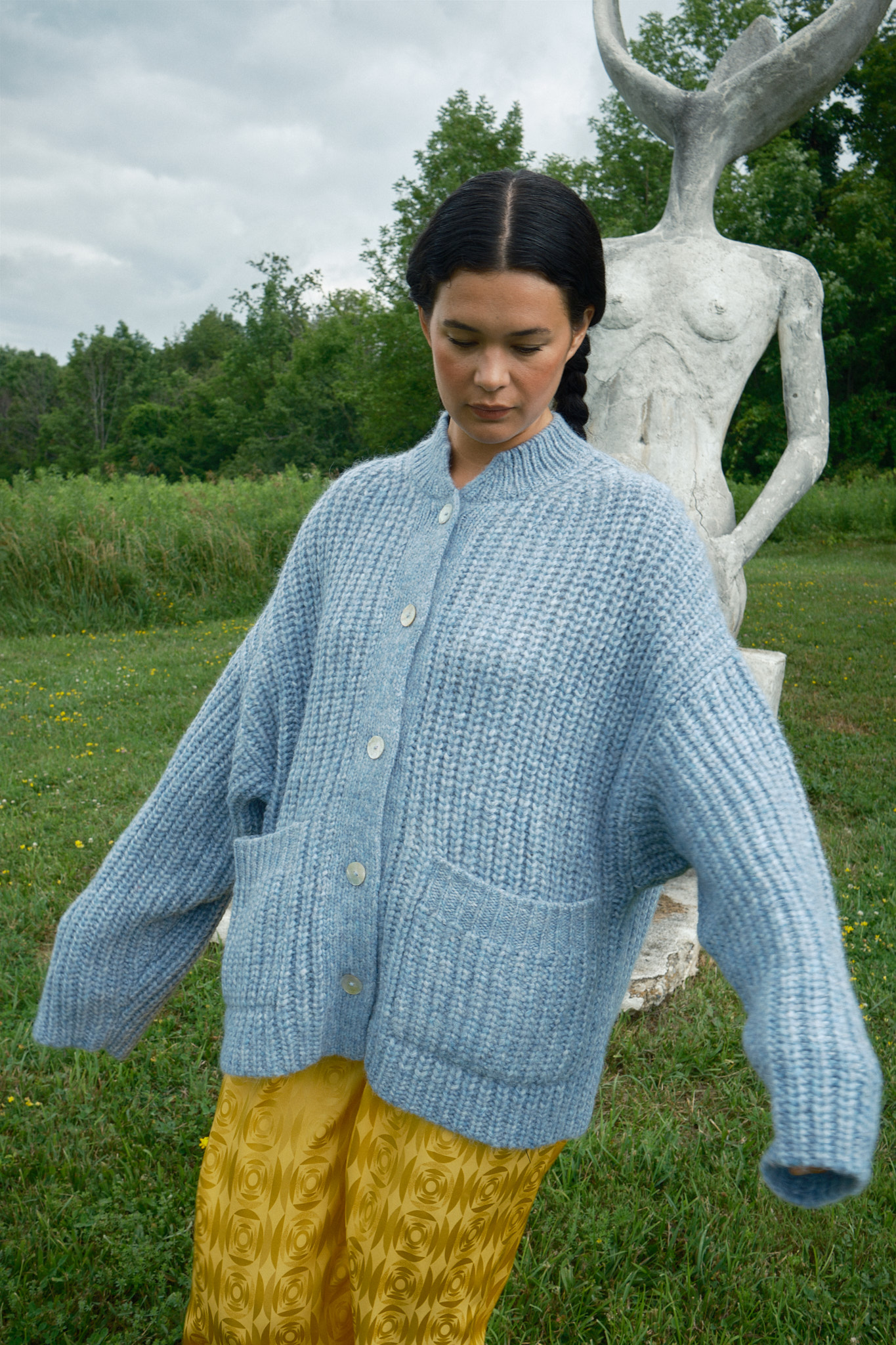 Sybil Ribbed Cardigan - Powder