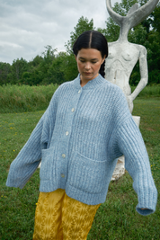 Sybil Ribbed Cardigan - Powder