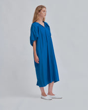 Tucked Cocoon Dress - Cerulean