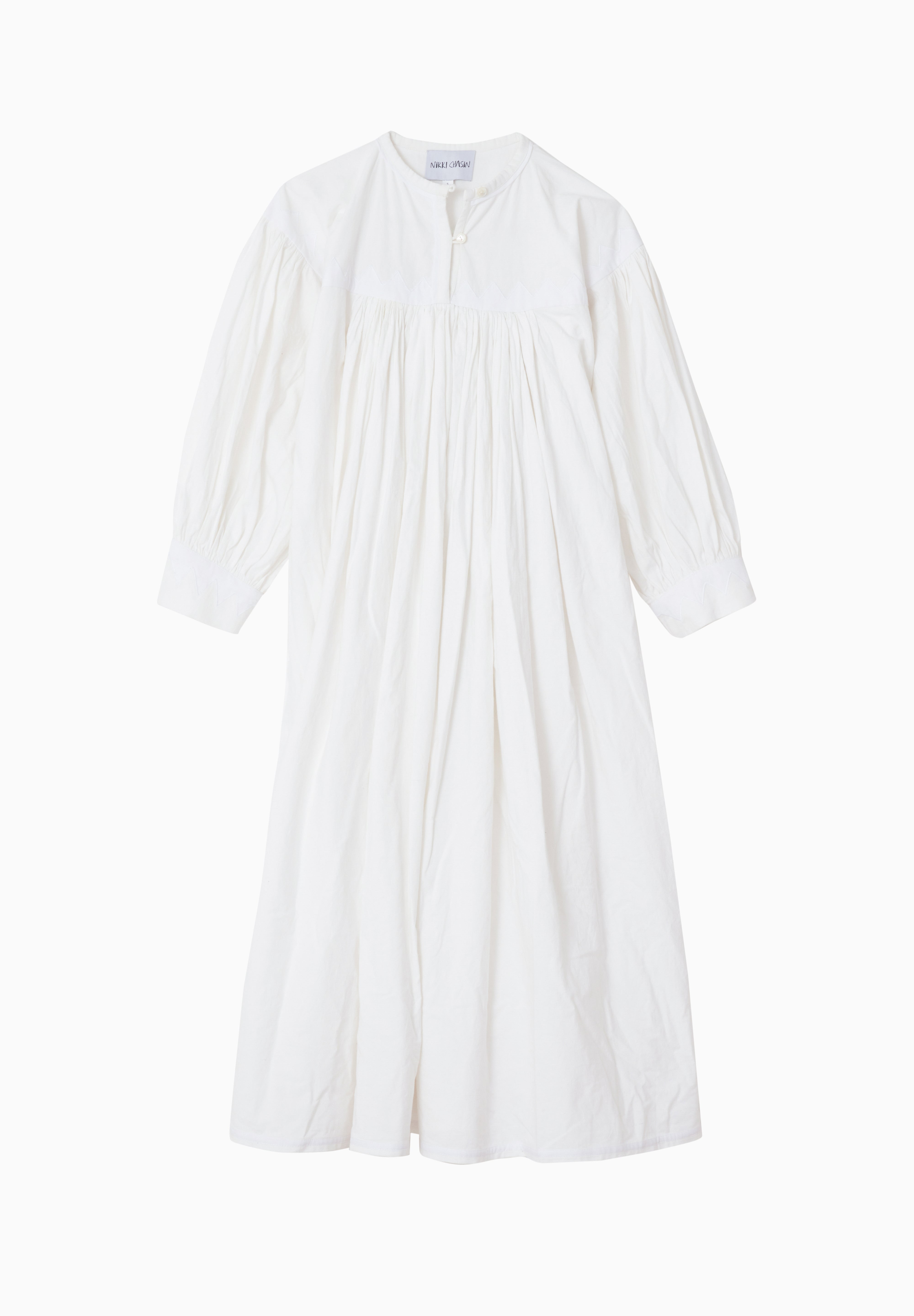 Twirling Dress Zig Zag Appliqué - White/White