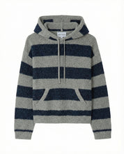 Sal Striped Hoodie Textured Merino - Navy/Dove