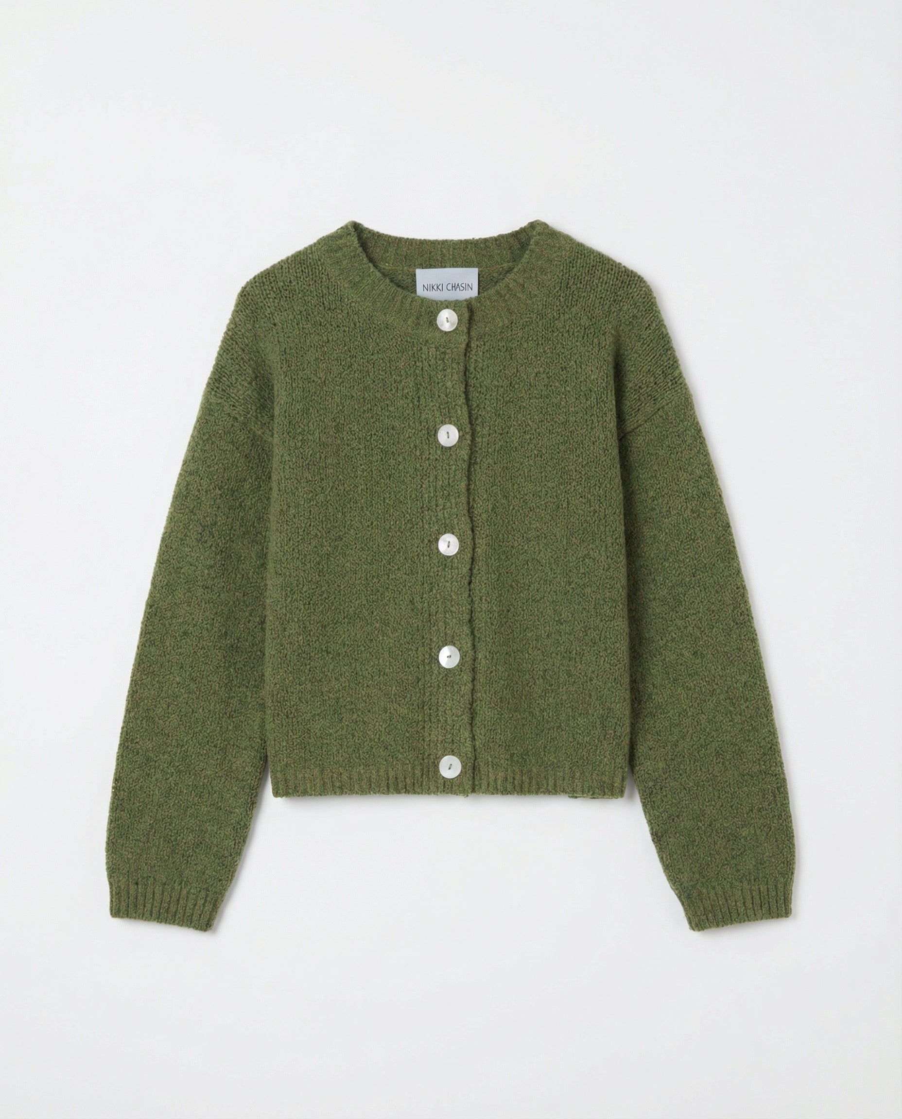 Sheba Cardigan Textured Merino - Moss Speckle