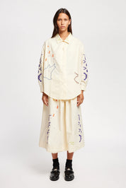 Universe Embroidered Skirt - Ecru