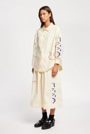 Universe Embroidered Skirt - Ecru