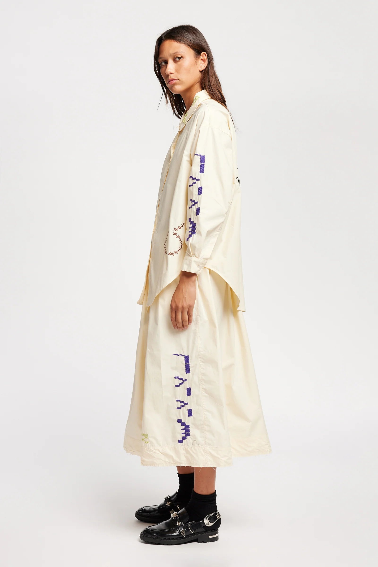 Universe Embroidered Skirt - Ecru