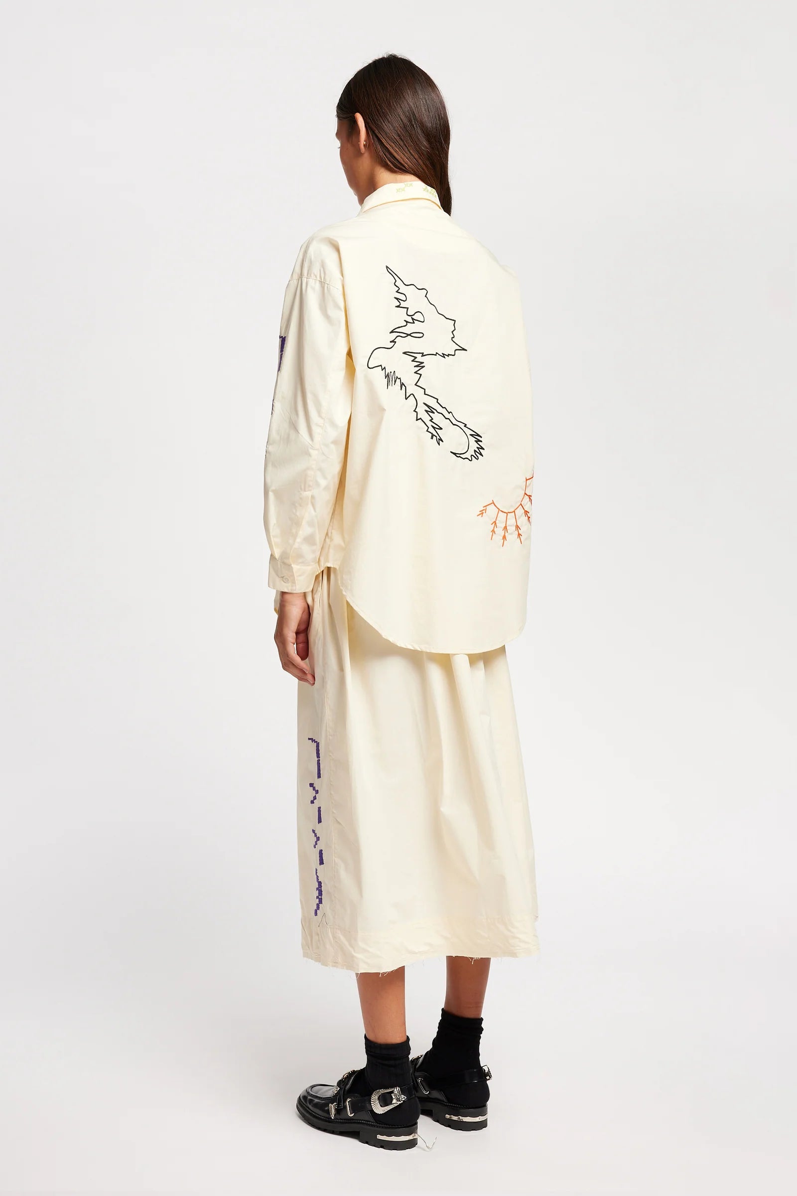 Universe Embroidered Skirt - Ecru