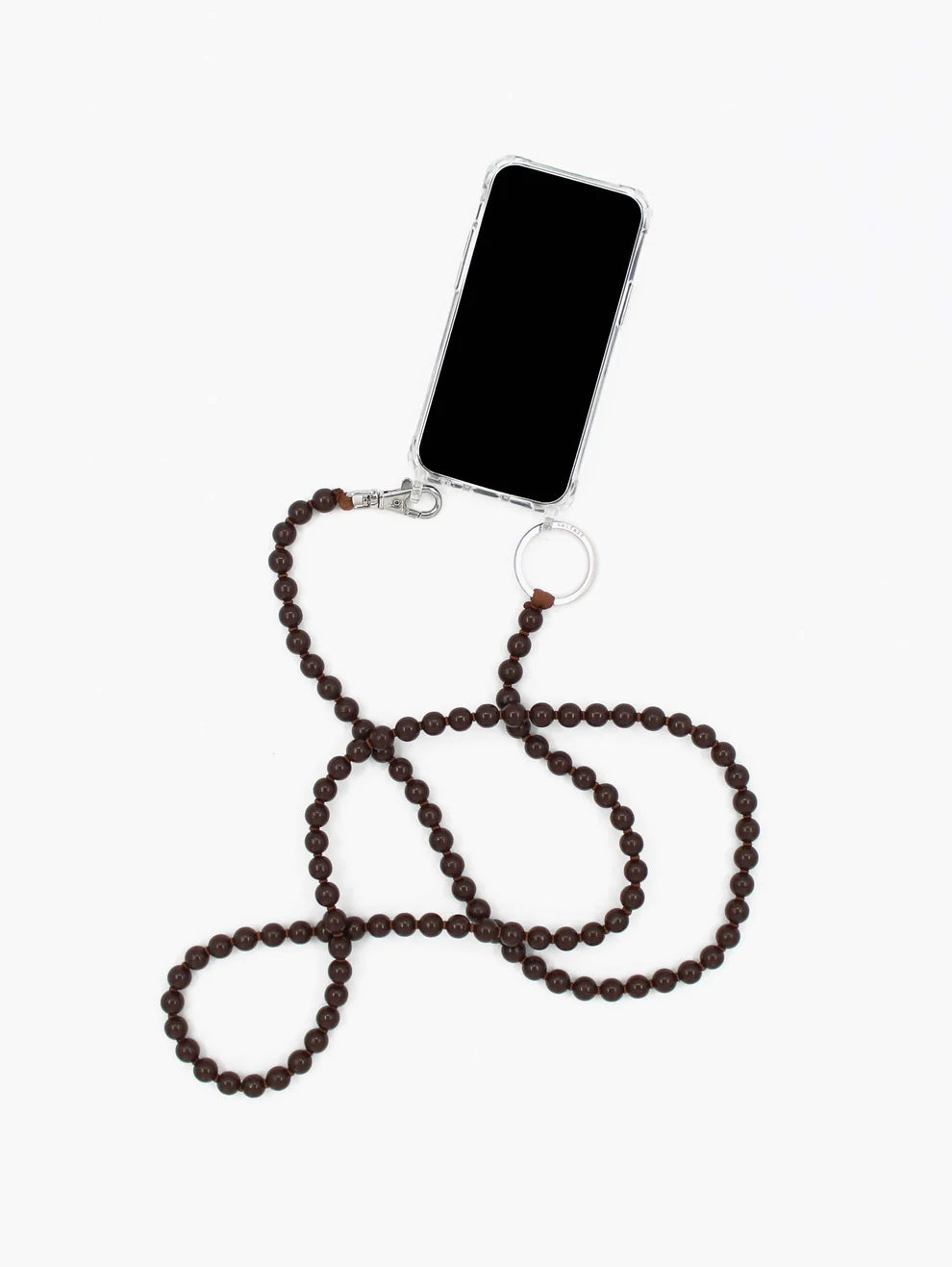 Ina Seifart Handykette phone necklace in Brown-Black — 10mm wooden beads