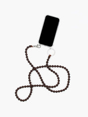 Ina Seifart Handykette phone necklace in Brown-Black — 10mm wooden beads