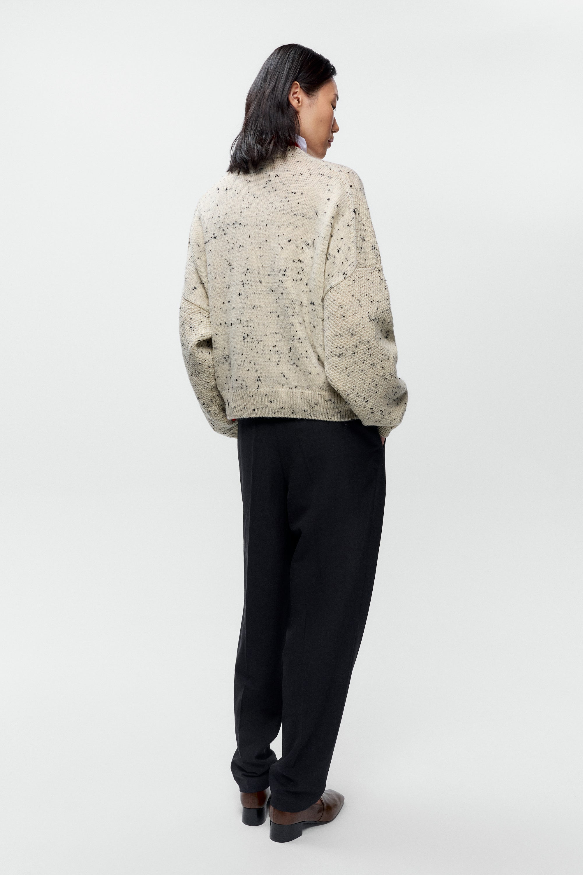Merino Wool Marled Sweater, view 2
