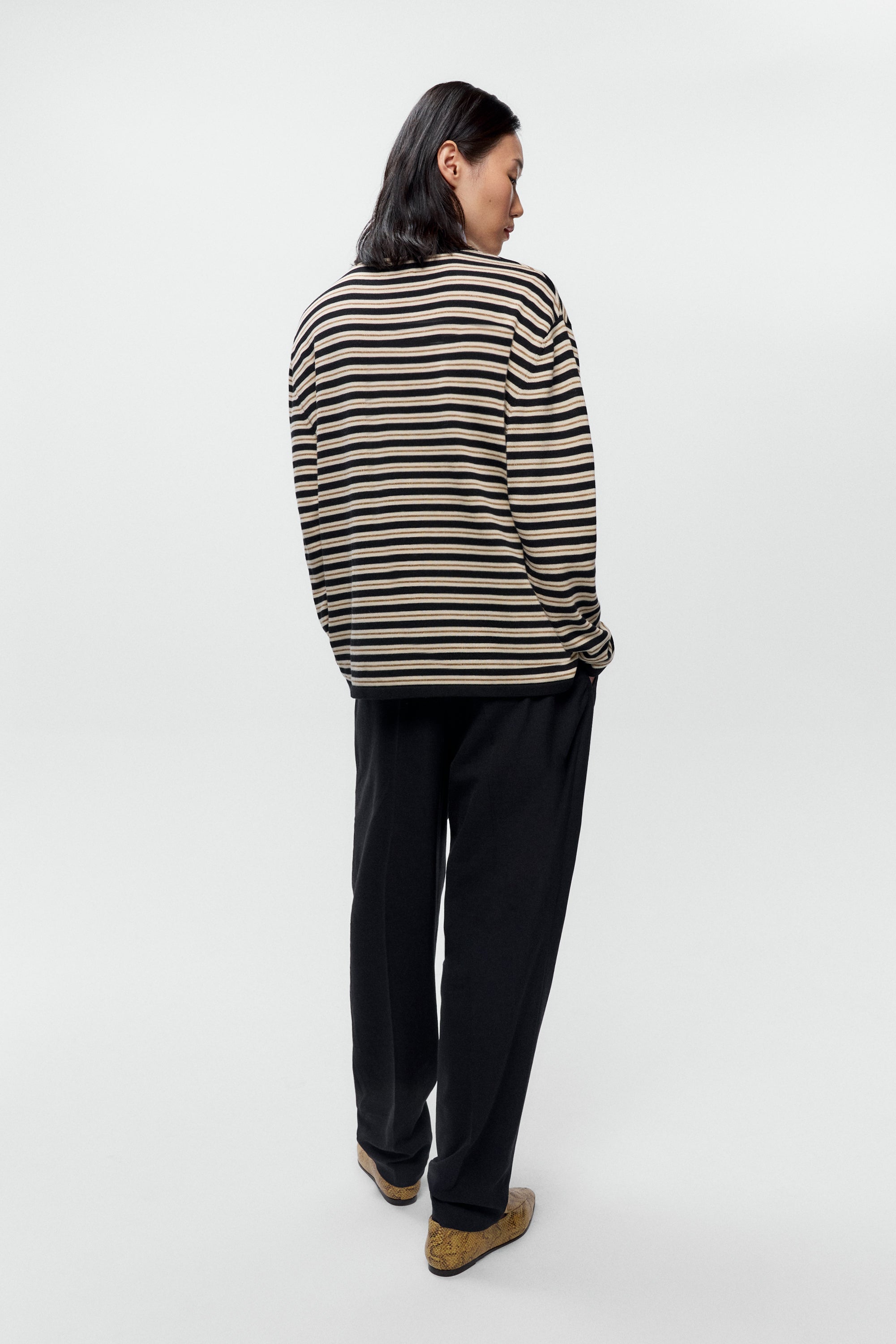 Organic Cotton Black Striped Long Sleeve Tee