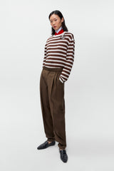Organic Cotton White Striped Long Sleeve Tee