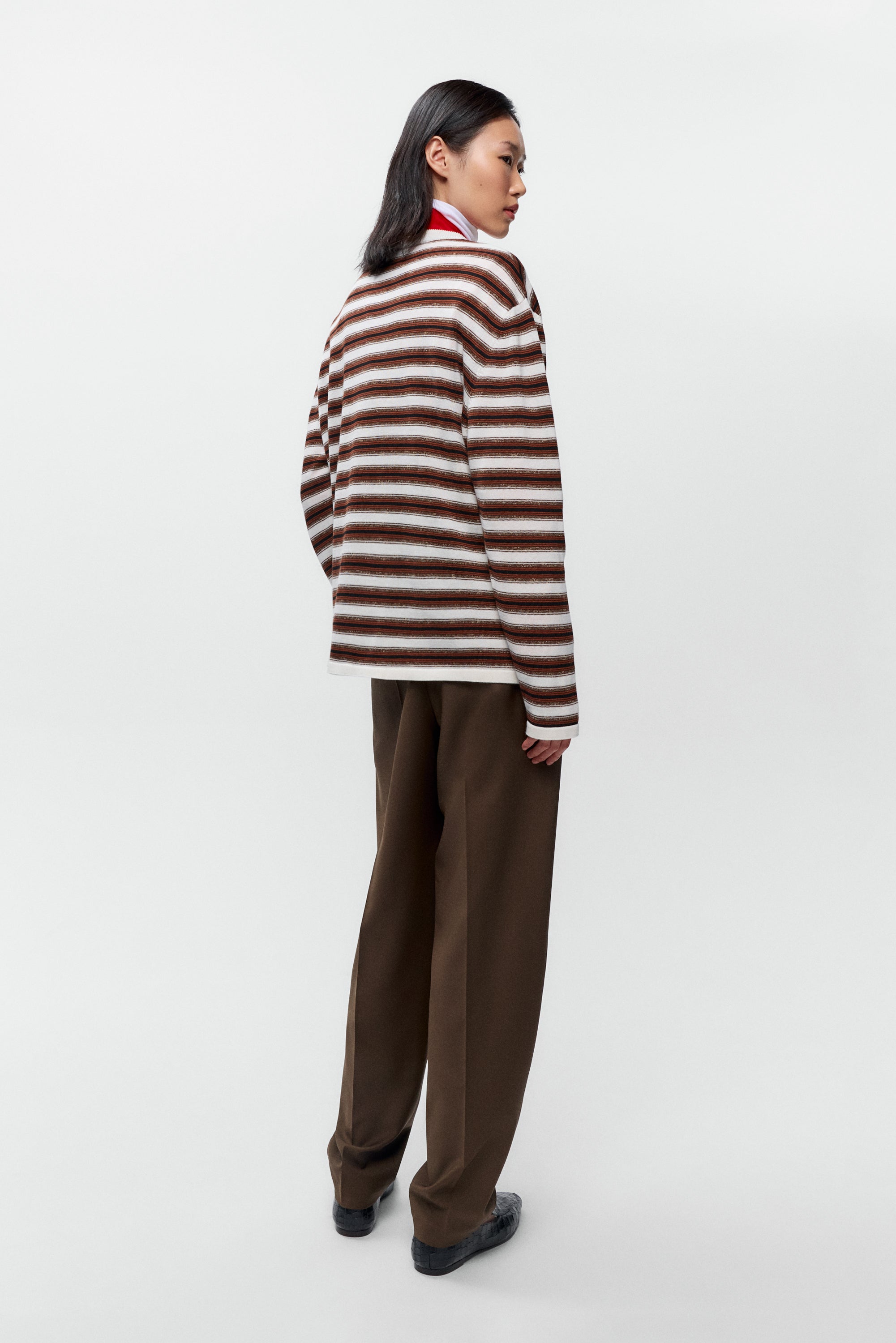Organic Cotton White Striped Long Sleeve Tee