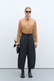 Denim Curved Pants Black