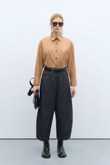 Denim Curved Pants Black