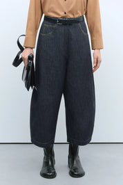 Denim Curved Pants Black