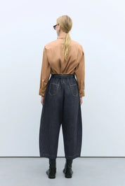 Denim Curved Pants Black