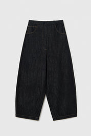 Denim Curved Pants Black