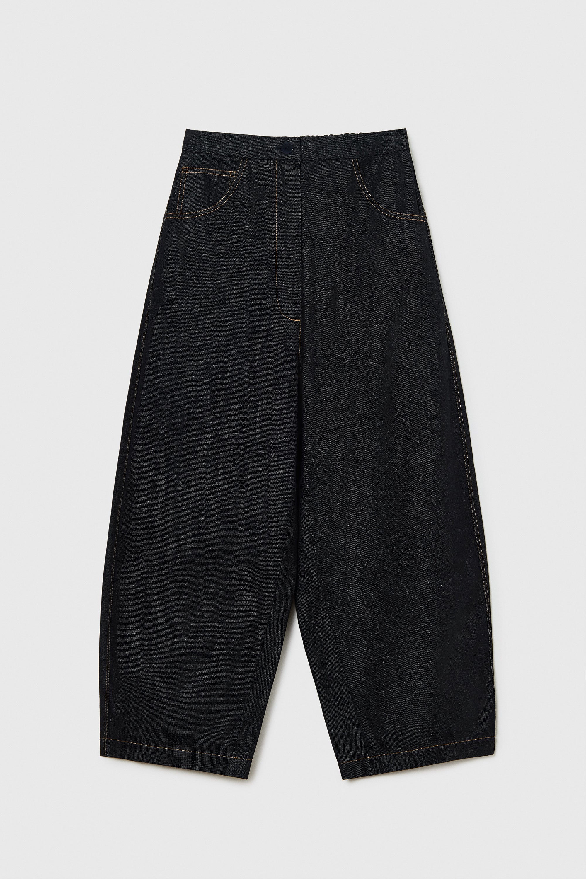 Denim Curved Pants Black