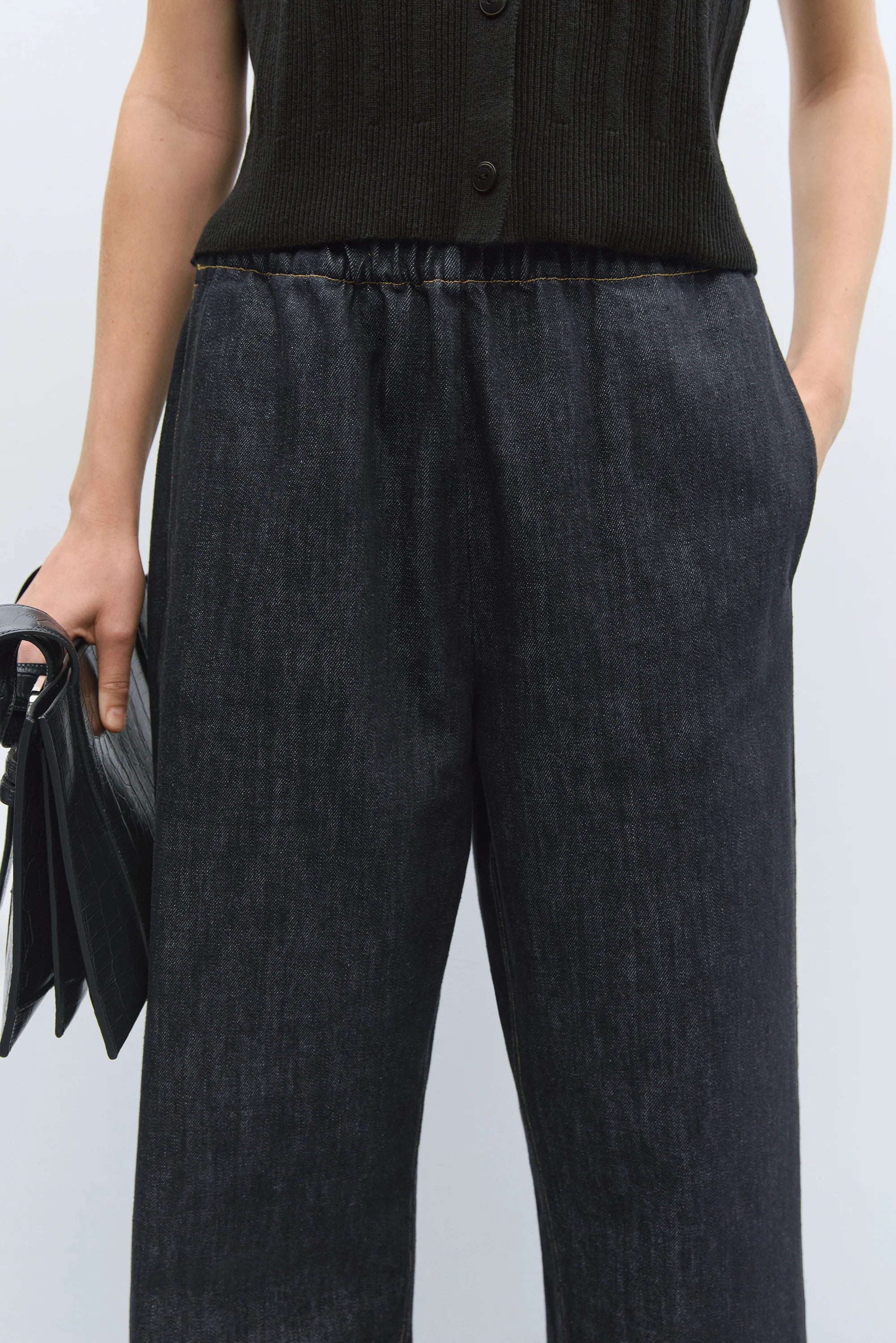 Denim Relaxed Pants Black