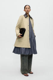 Leather Collar Voluminous Coat