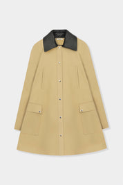 Leather Collar Voluminous Coat