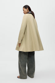 Leather Collar Voluminous Coat