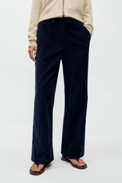 Low Rise Corduroy Pants - Navy