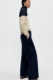Low Rise Corduroy Pants - Navy