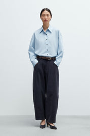 Corduroy Baggy Pants - Dusty Blue