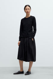 Merino Wool Open Back Cardigan - Black