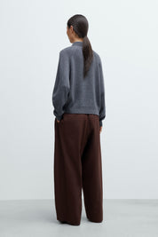 Merino Wool Polo Sweater - Grey