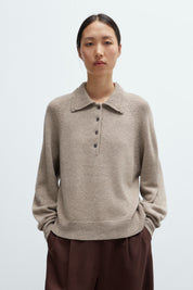 Merino Wool Polo Sweater - Taupe