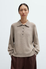 Merino Wool Polo Sweater - Taupe