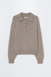 Merino Wool Polo Sweater - Taupe
